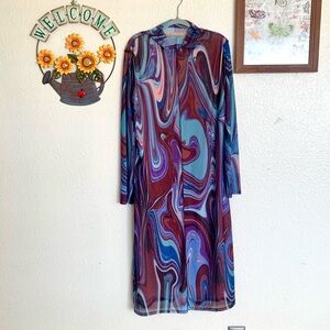 NWT Multicolor Swirl Pattern Long Dress